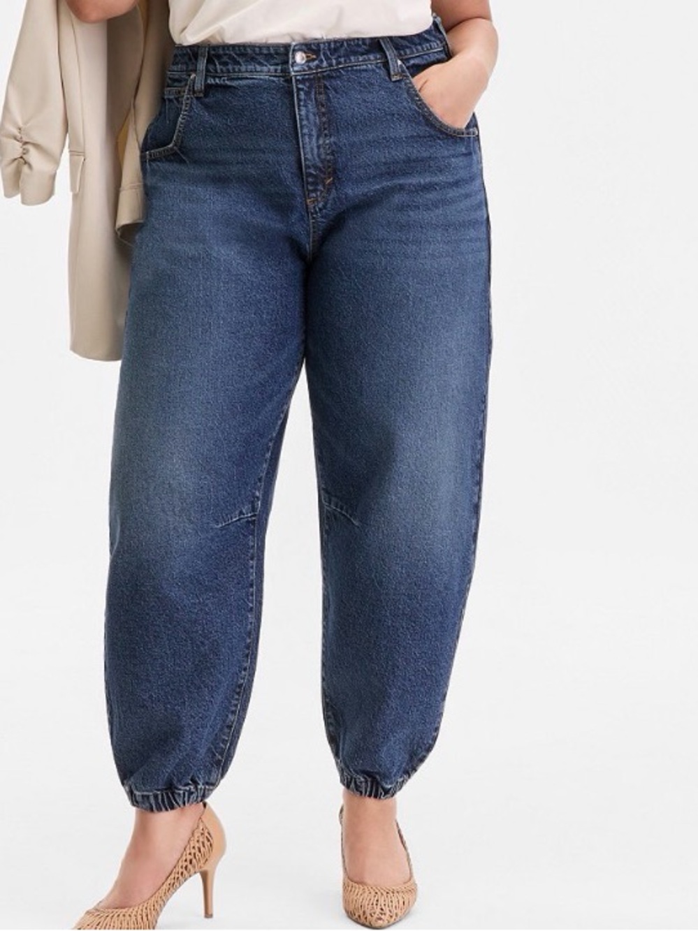 INC International Concepts Barrel Jeans in Dark Blue Wash